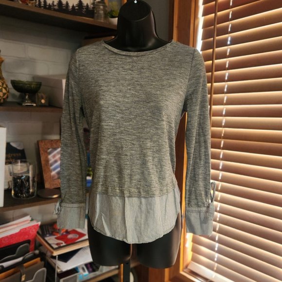LOFT Tops - .Textured Gray Mock Layered Blouse from LOFT